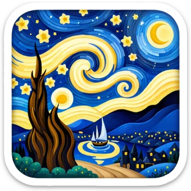 The Starry Night painting sticker