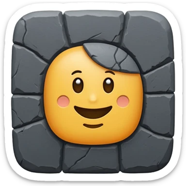 Emoji-style icon of a dark gray Roman sanpietrino cobblestone, minimal, rounded, cute, and readable at small size. sticker