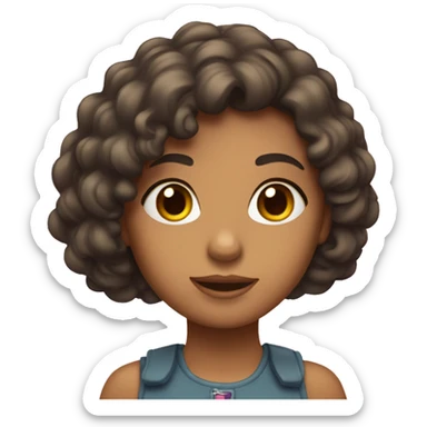 Menina morena com cabelo cacheado sticker