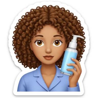 Mulher fazendo Skincare cacheada sticker