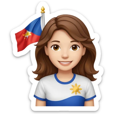alternative white girl wavy brown hair girl philippine flag sticker