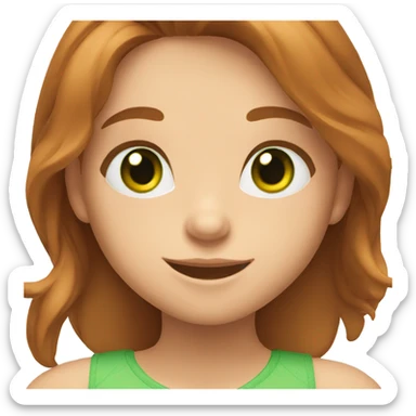 Girl masha with chestnut hair and green eyes smiles sticker
