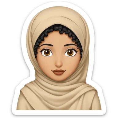 a black curly hair and a bengali hijabi  sticker