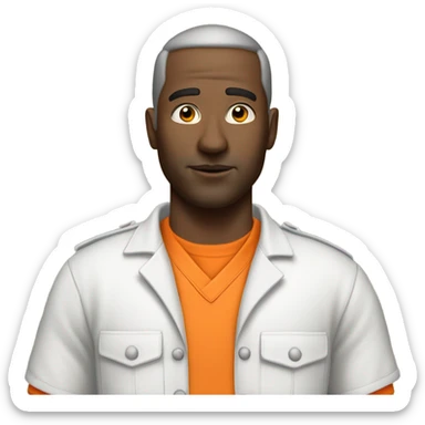 white American prisoner in an orange uniform. very realistic and detailed sticker