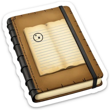 A heavily used field notebook sticker