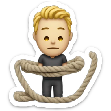 create a man with a rope sad sticker