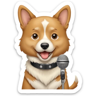 Dog singing with mic sticker