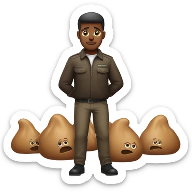 Man Defending a piece of poop emoji sticker