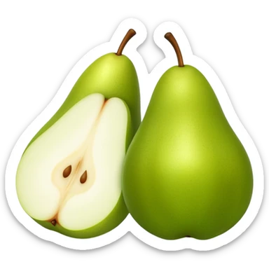 Green pear cut in half front sticker