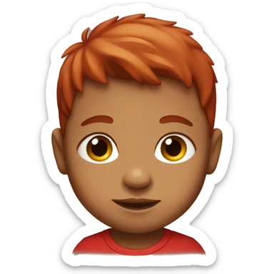 baby boy, red t-shirt, red hair, brown eyes sticker