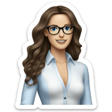 Kate Beckinsale, glasses, blue eyes happy elegant mannequin  sticker