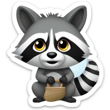 the raccoon cleans sticker