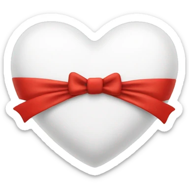white heart with red bow around it sticker