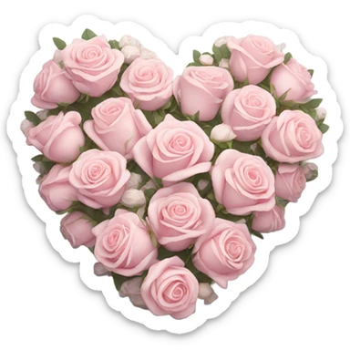 pink Heart with white roses aroun it sticker