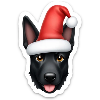 Black German Shepard Dog Santa hat sticker