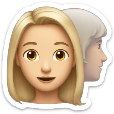 man with long hair imagines a woman with short hair sticker