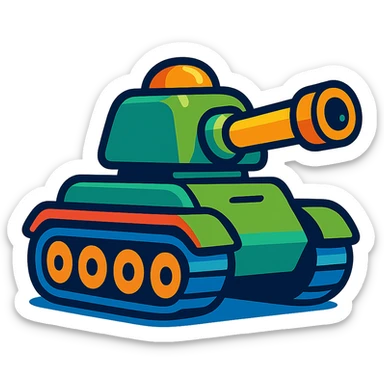 tank vibrant cartoon style sticker