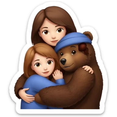 Woman loving a big  bear sticker