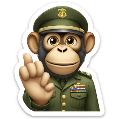 Monkey head giving military salute sticker