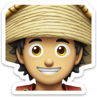 Stewhat luffy, a young pirate wearing a straw hat with a scar beneath his left eye sticker