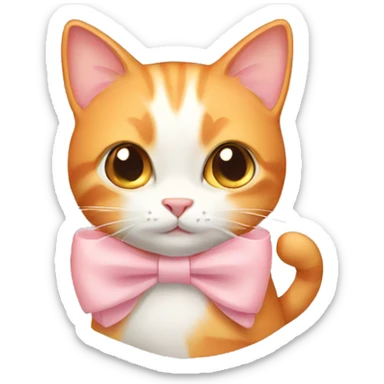 Light orange cat with a light pink bow sticker