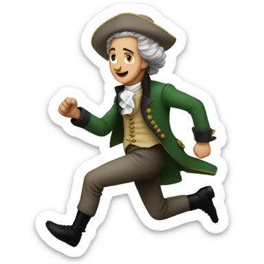 Young Goethe running, with a large stride and arms outstretched sticker