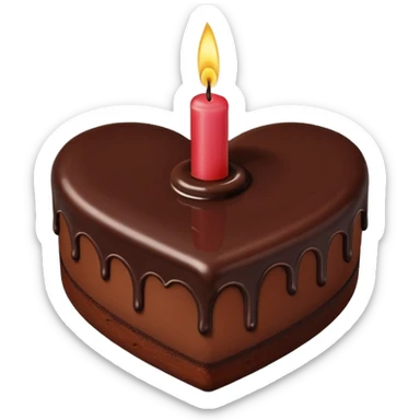 heart shaped birthday cake, chocolate glaze, single candle sticker