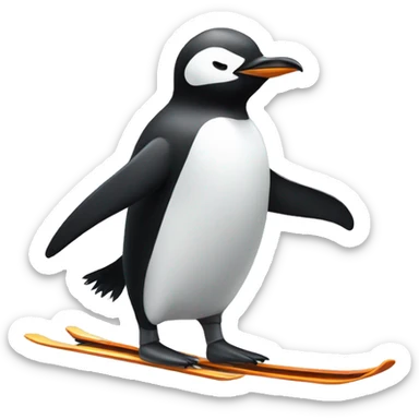 Cute extremely simple penguin skiing  sticker