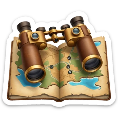 map with binoculars sticker