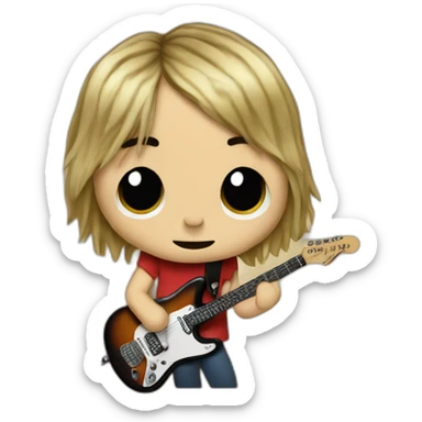Kurt cobain playing a fender Jaguar on a concert sticker