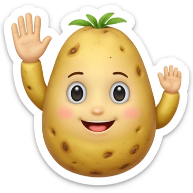 A cute potato emoji waving sticker