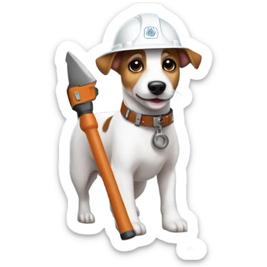 Jack Russel Terrier working as a  builder sticker