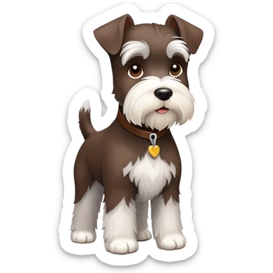 Chocolate and white schnauzer standing sticker