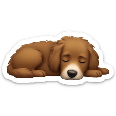 Fluffy brown dog sleeping sticker