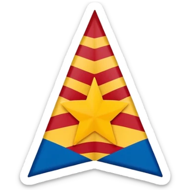 minimalistic Catalonian estelada flag emoji focusing on blue triangle, white star, alternating red and yellow stripes sticker