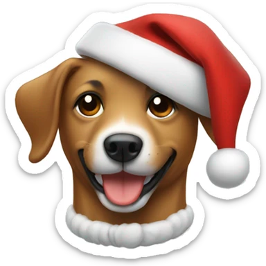 A dog happy with a Christmas hat  sticker