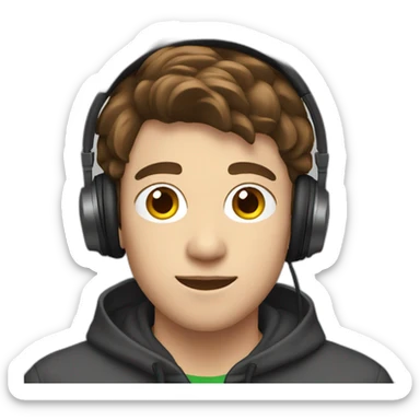 A 19 years Old boy with brown hair wearing headphones sticker