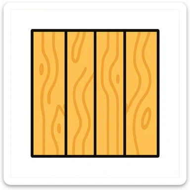 European hardwood floor icon, wide planks, light oak color, modern, top-down view, color outline style sticker