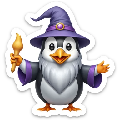 penguin wizard pointing and laughing at you riding a chicken sticker