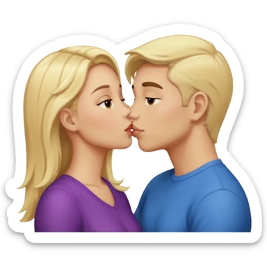 blonde girl and gay guy kissing sticker