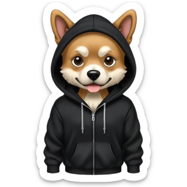 Ripped dog with a black hoodie sticker