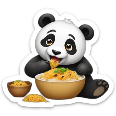 Panda eating chicken biriyani  sticker