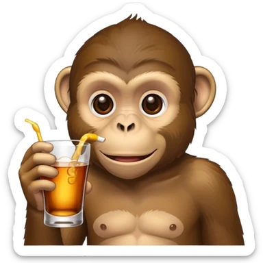 monkey drinking alcohol ￼ sticker