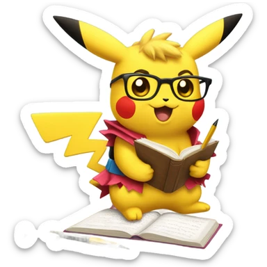 Pikachu in a tutu writing a book "Pillock!" sticker
