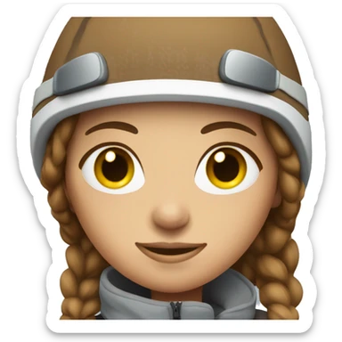 Female skier with brown hair sticker