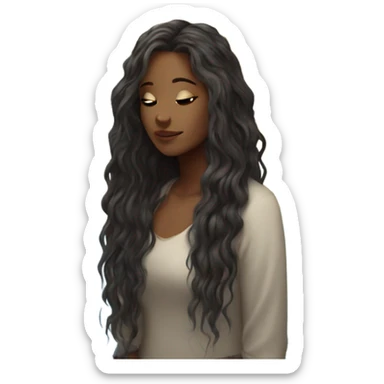 serene beauty by the water long hair  sticker