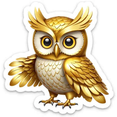 golden owl with shiny feathers sticker