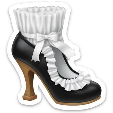 black mary jane shoe with white frilly sock sticker