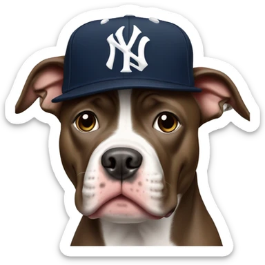 Pitbull wearing New York Yankees hat sticker
