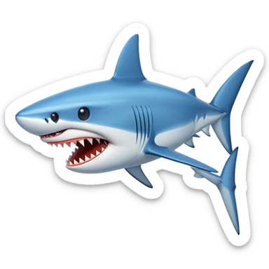 blue shark with sharp teeth sticker